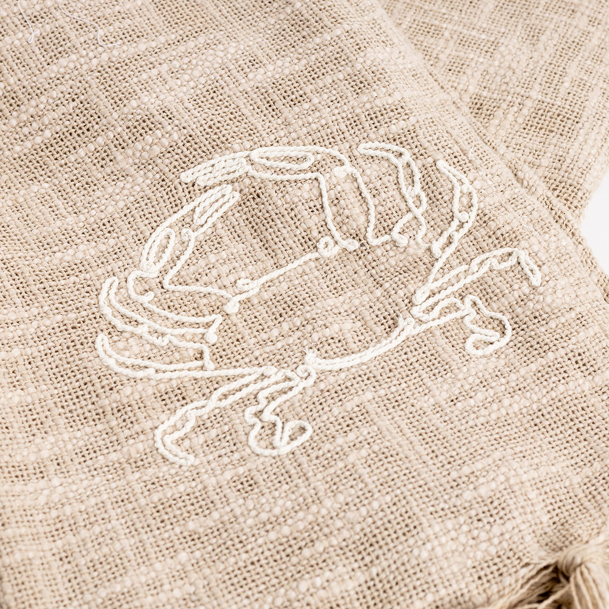 Manta caranguejo HARBOR natural com franjas 125x150cm