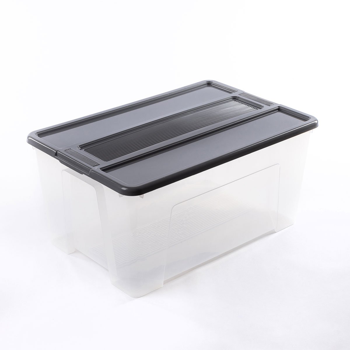 Caixa de arrumação TEX-BOX com tampa cinza 48l