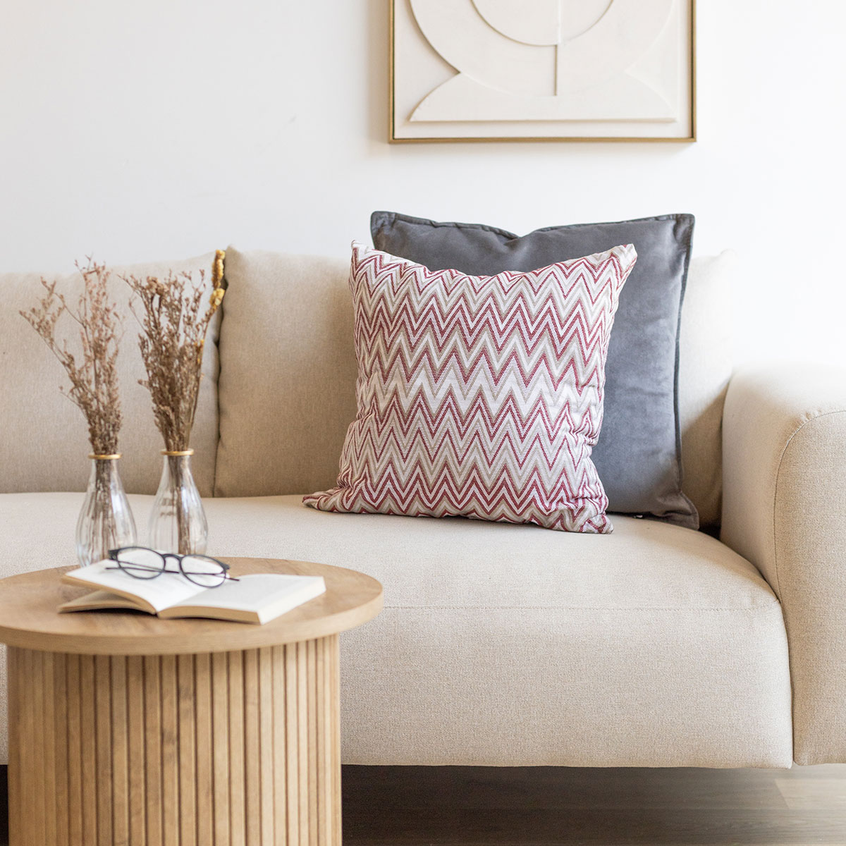 Almofada decorativa VEXUS bordeaux e bege 50x50cm