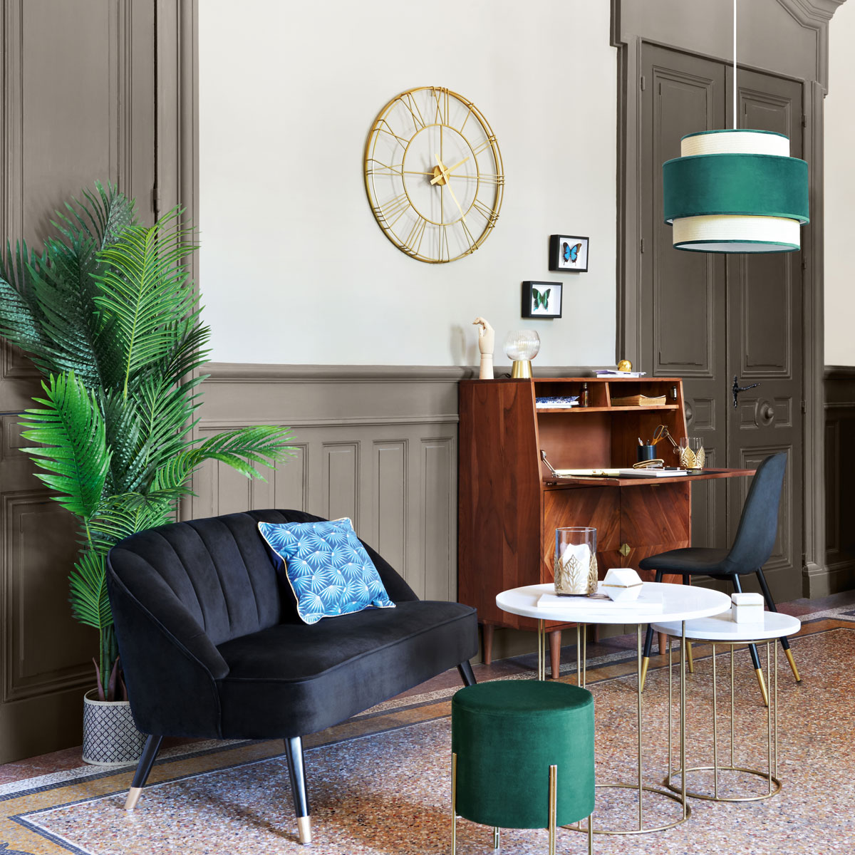 Mesa de apoio GARANCE branca em m&aacute;rmore 45x40cm