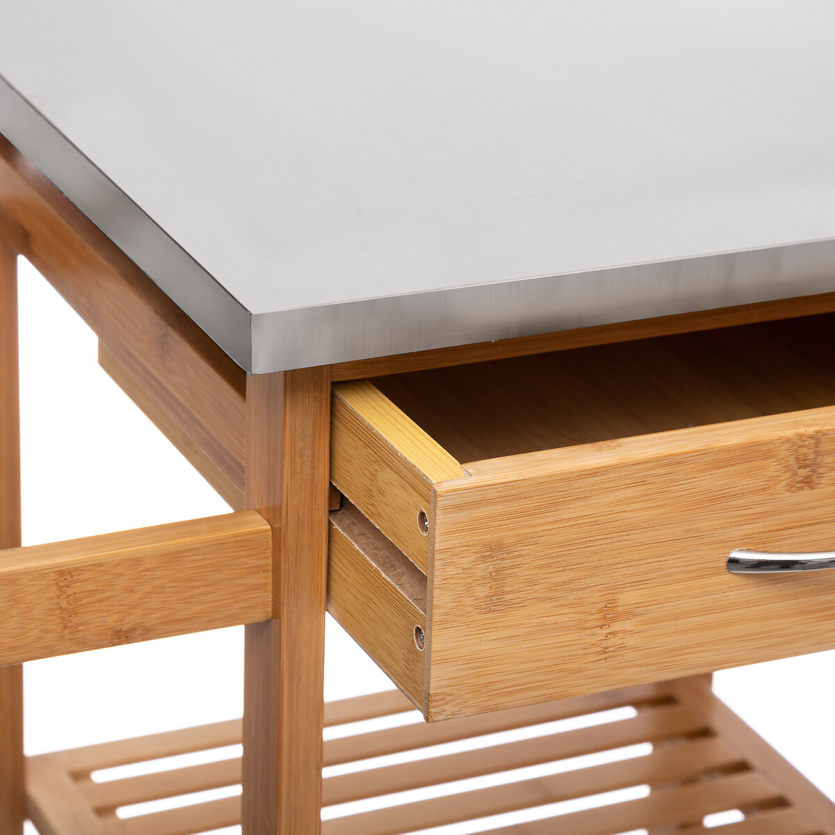 Móvel de apoio em bambu com 3 cestos