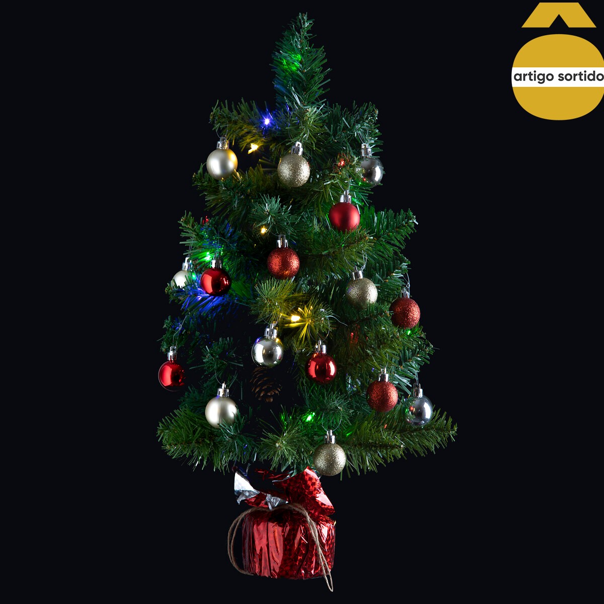 Árvore decorativa com acessórios e led 50cm