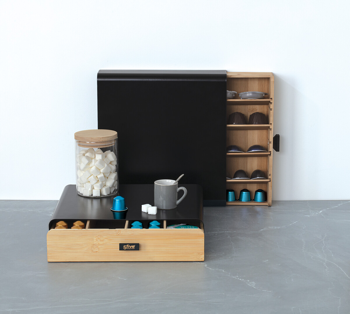 Caixa para cápsulas com gaveta