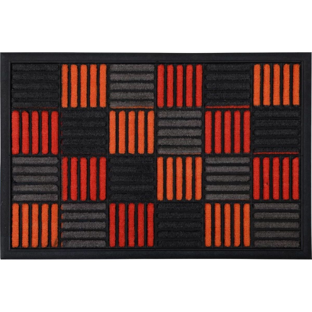 Tapete de entrada nylon quadrados laranja
