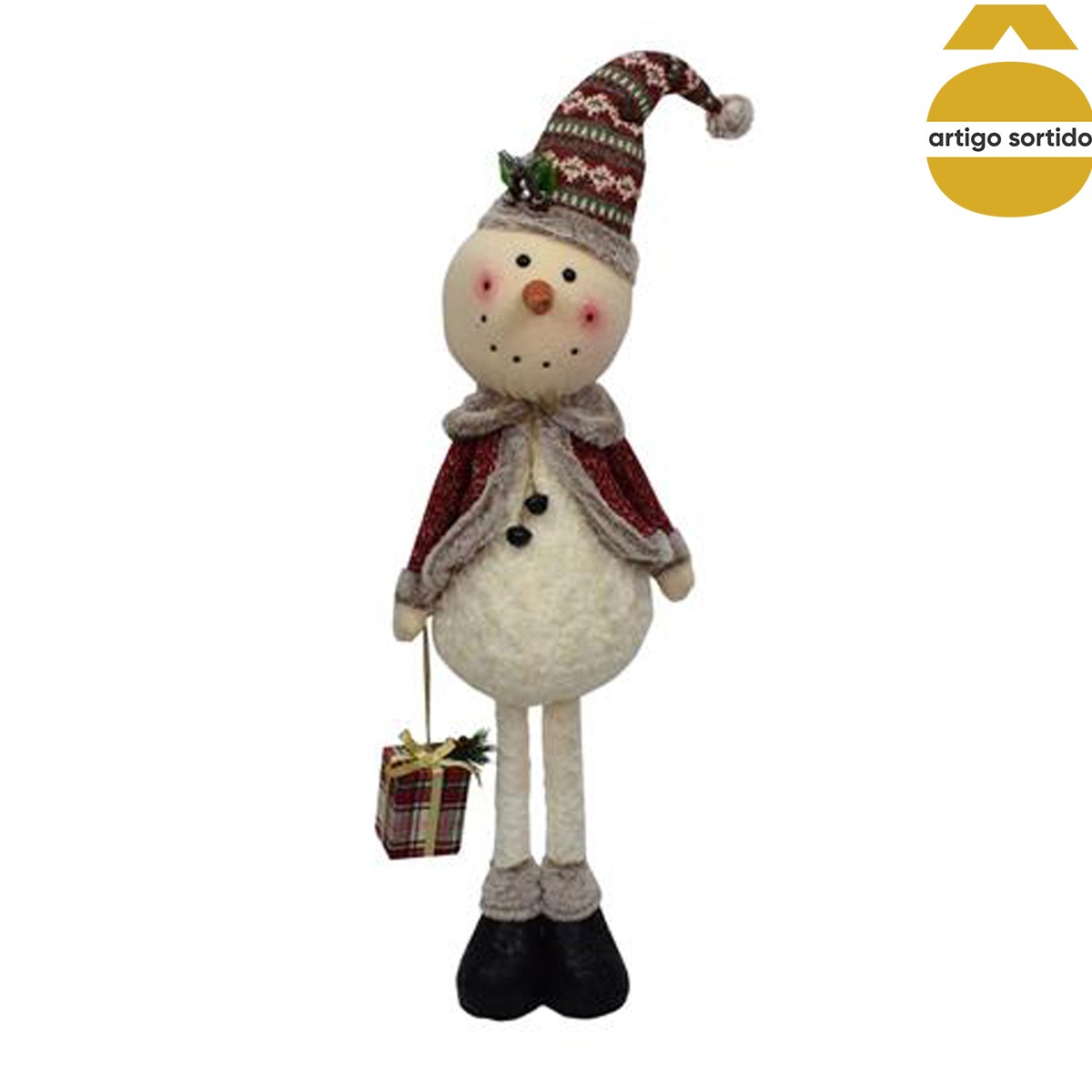 Boneco De Neve Extensível Com Casaco 97cm