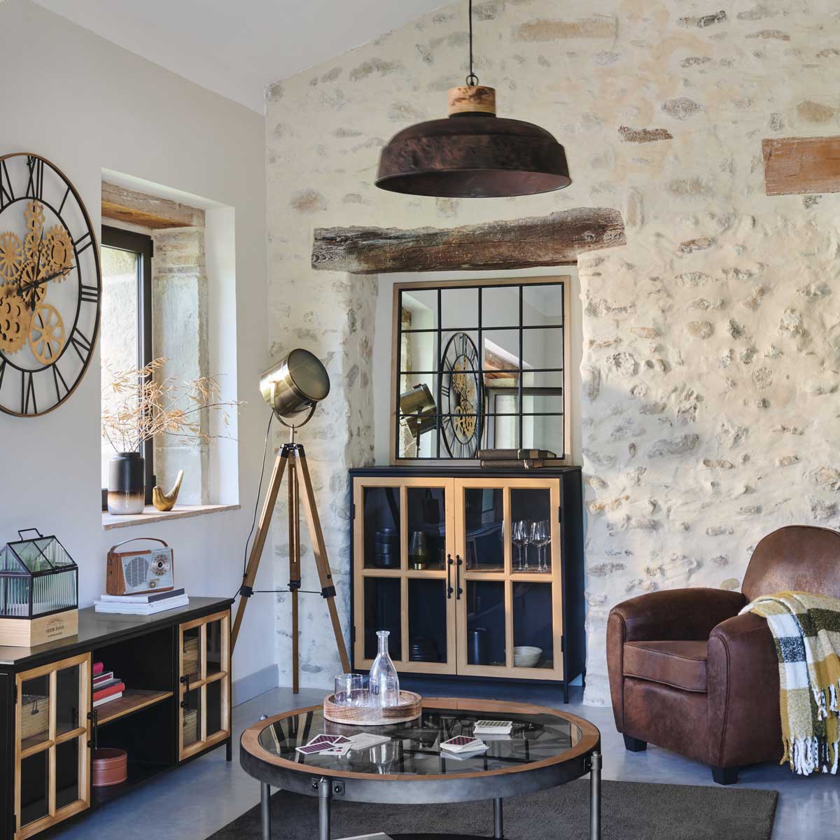 Candeeiro de p&eacute; EBOR bronze com trip&eacute; 152cm