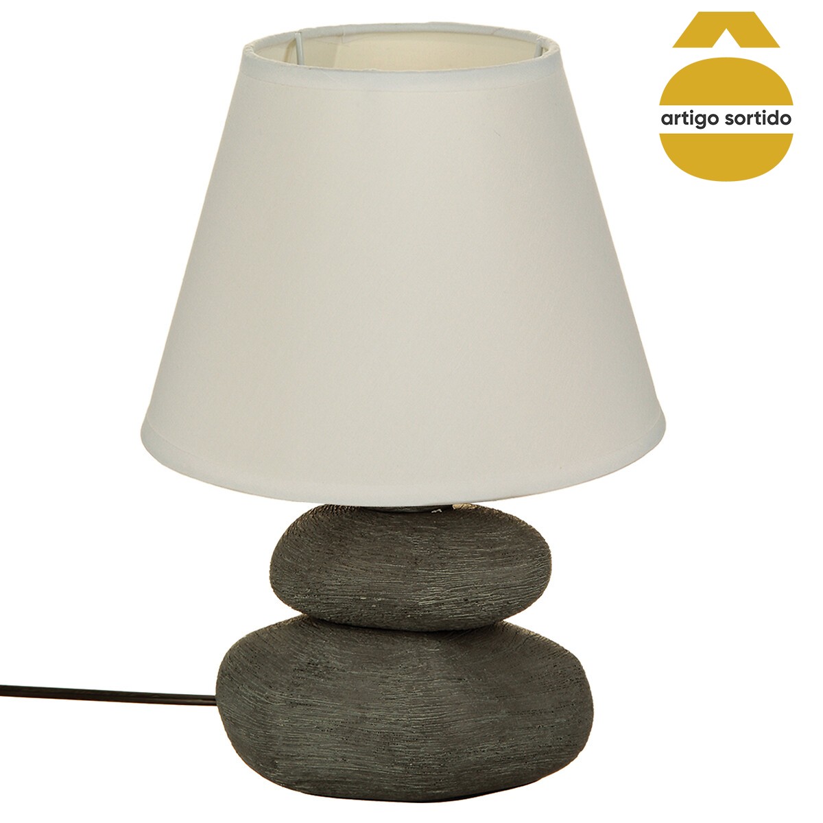 Candeeiro de mesa com 3 pedras em cerâmica