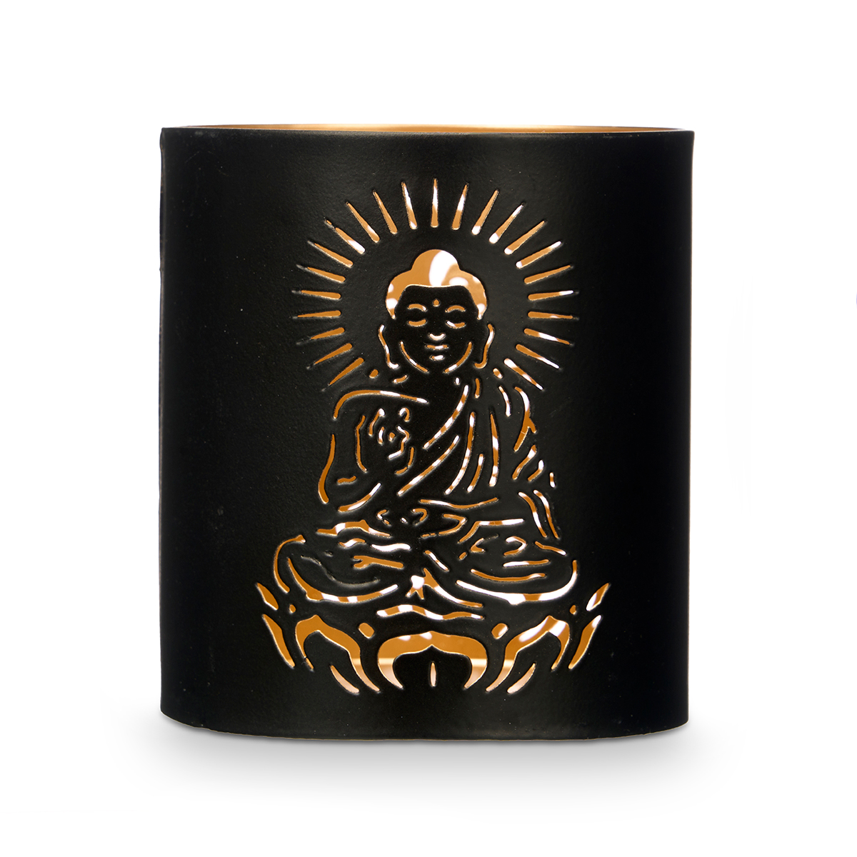 Suporte Buda Para Vela Preto E Dourado