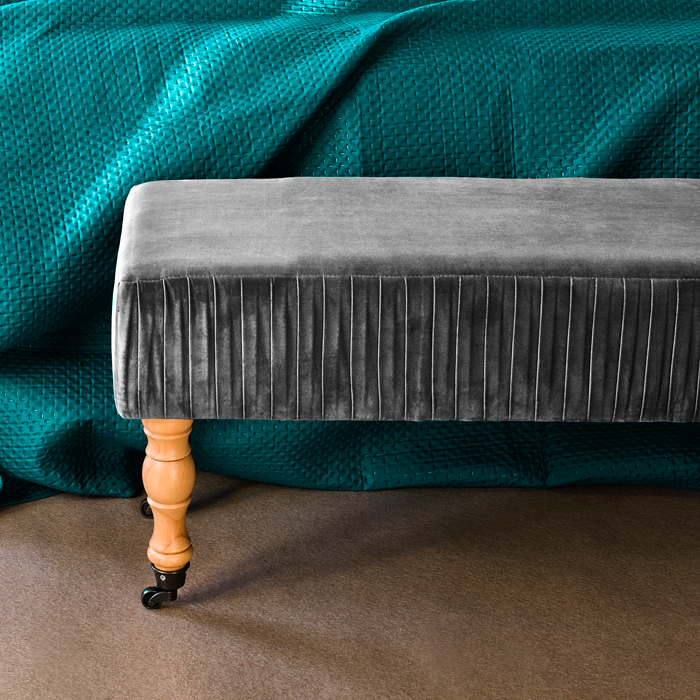 Banqueta de Veludo Dolce Cinza