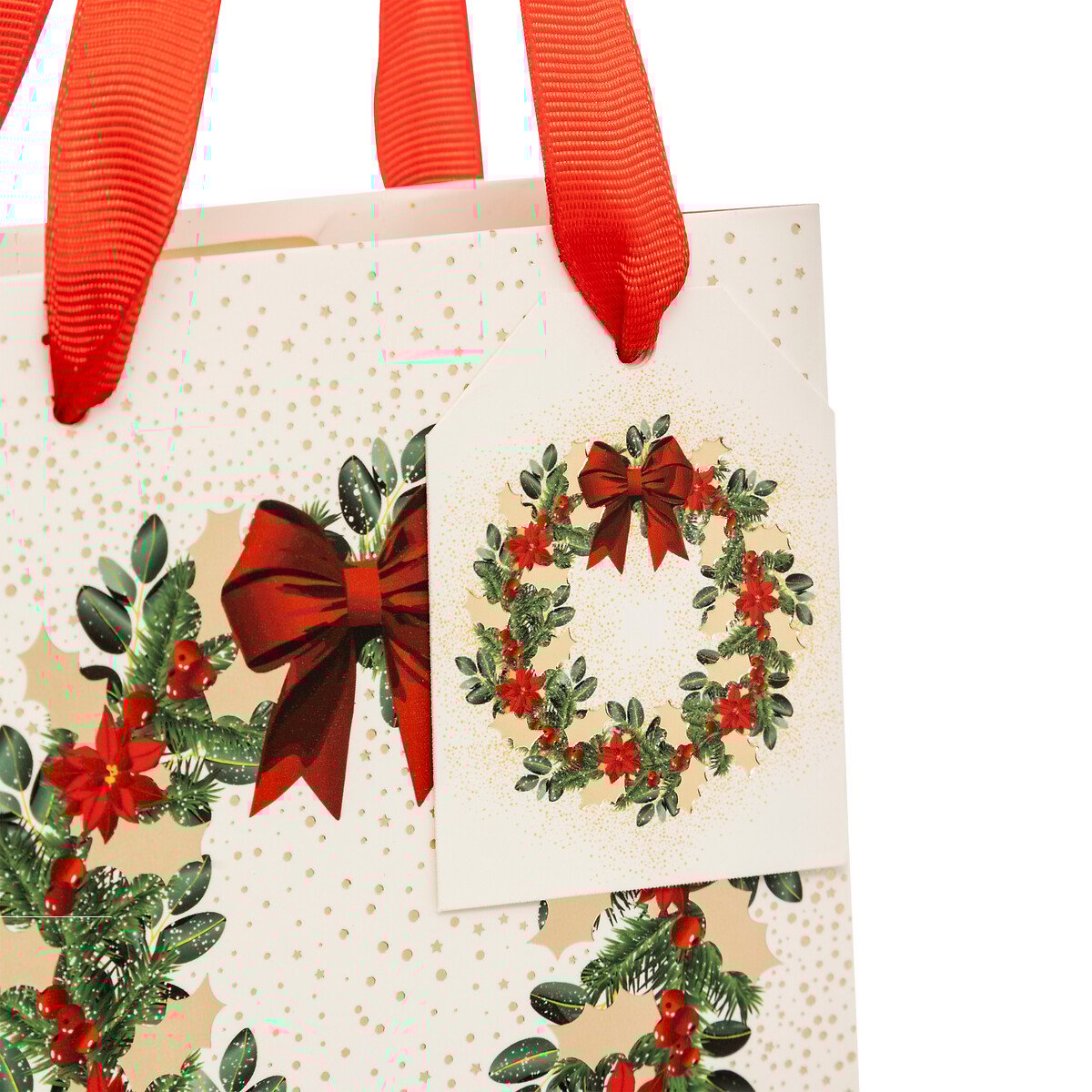 Saco de oferta coroa de azevinho 14x6cm,  Saco de oferta coroa de azevinho 14x6cm