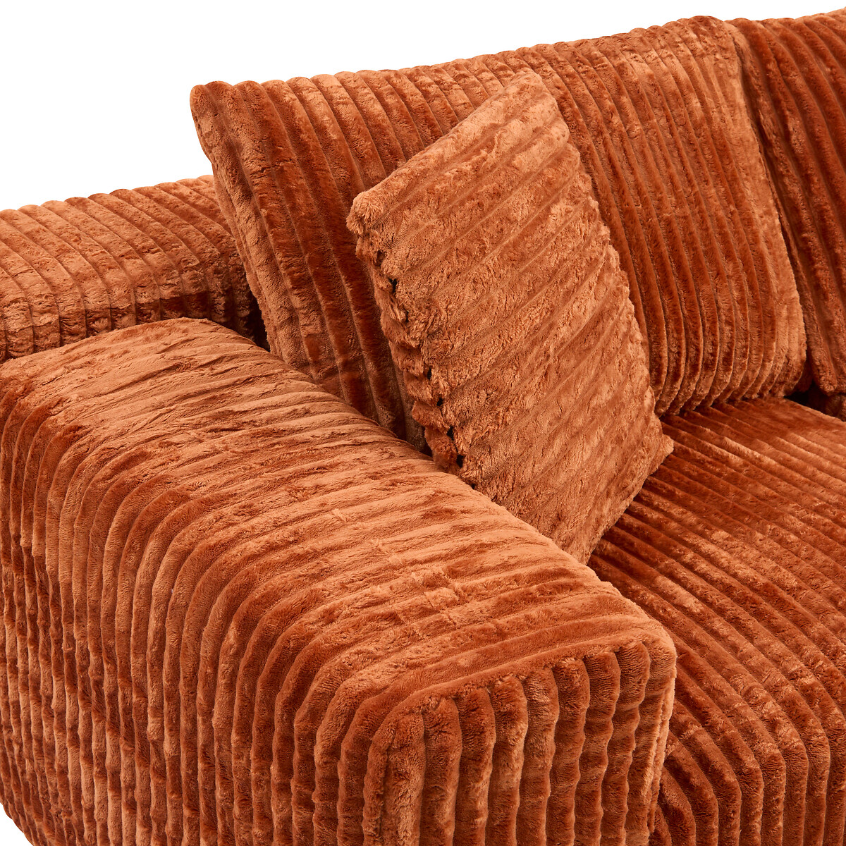 Sof&aacute; SOLKA tecido &acirc;mbar com chaise longue