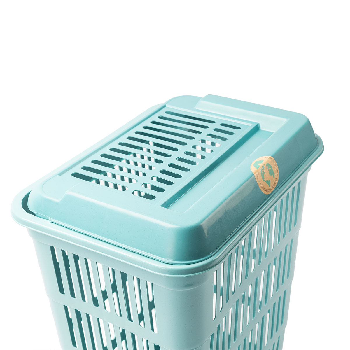 Cesto de roupa wc azul com tampa