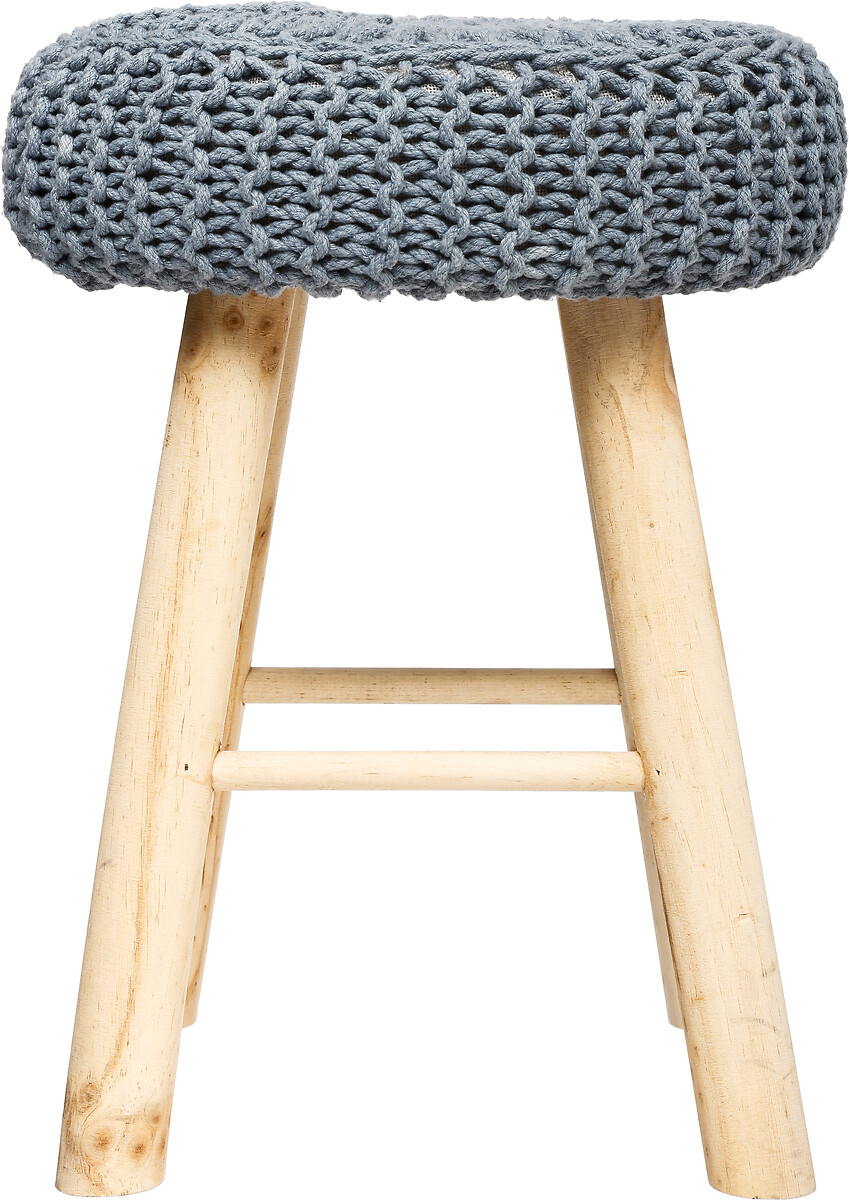 Tamborete Cinza Com P&eacute;s De Pinho Suzette