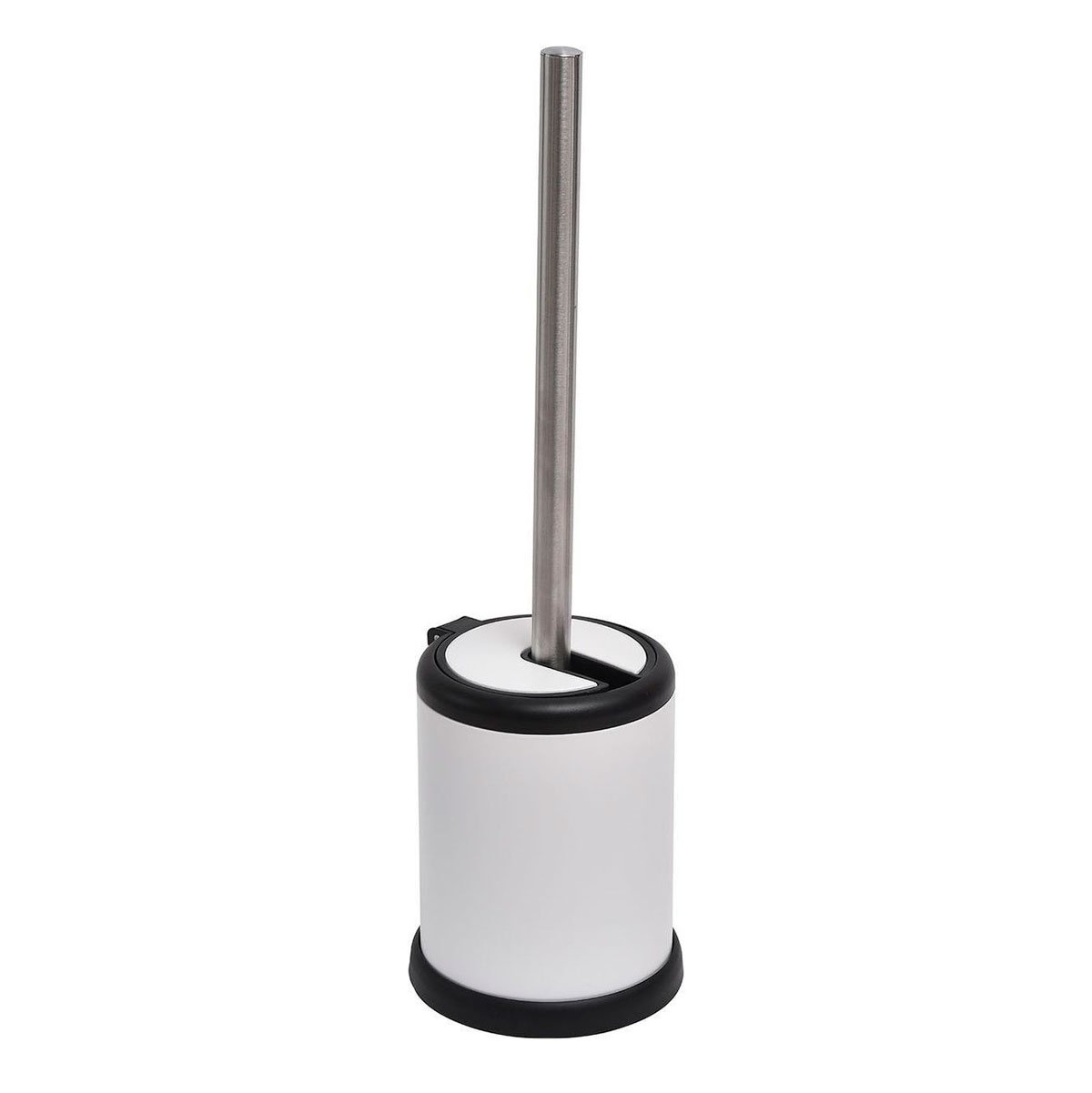 Escova wc branco mate com tampa rebatível,  Escova wc branco mate com tampa rebatível