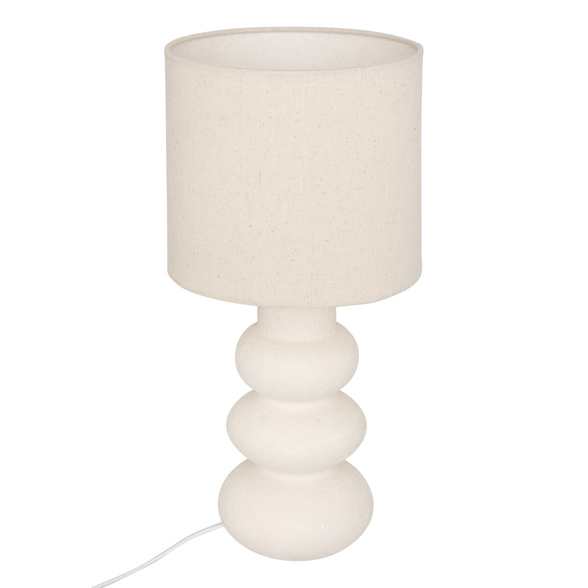 Candeeiro de mesa bege em cer&acirc;mica 42cm