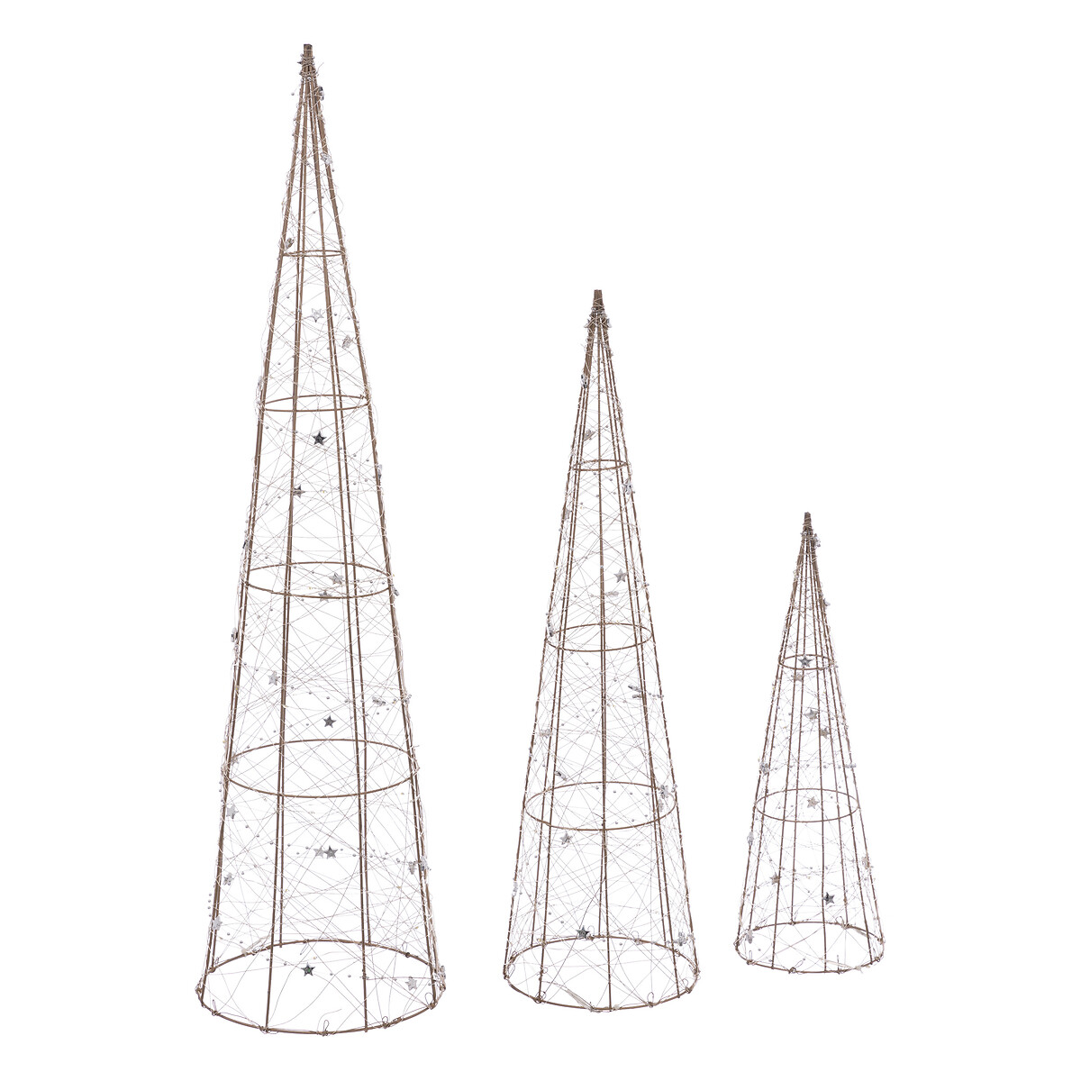 Cone decorativo com leds branco quente 60cm