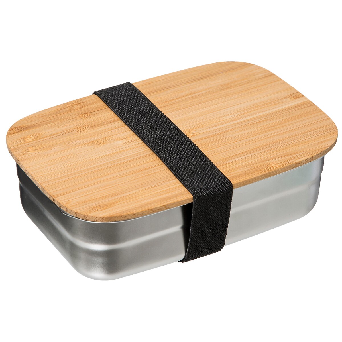 Lancheira inox com tampa em bambu