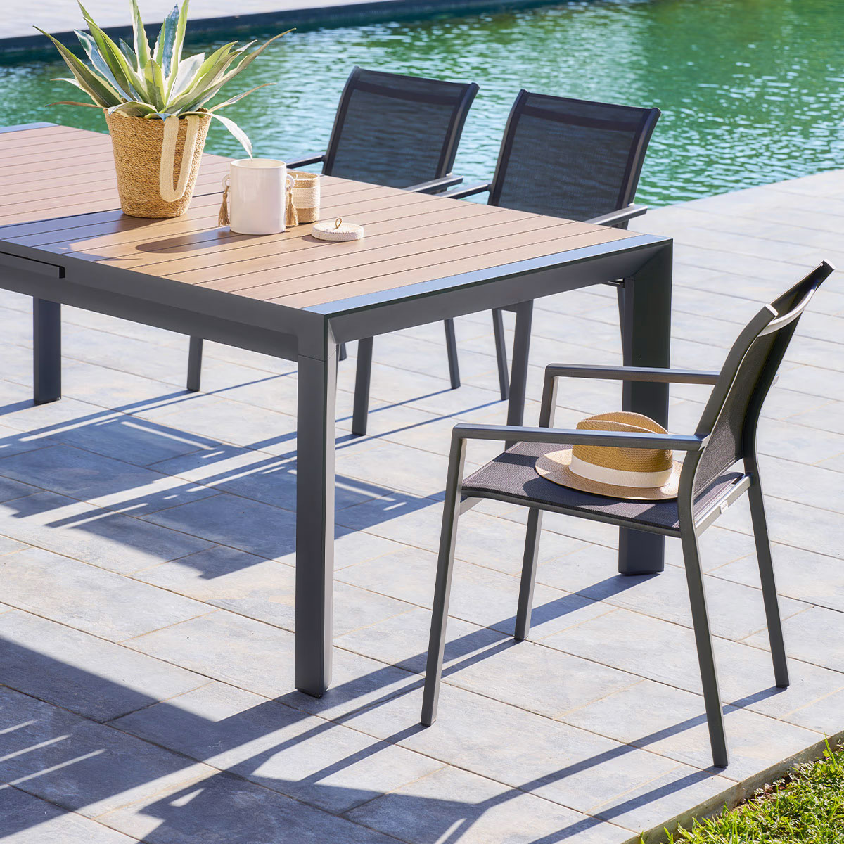 Mesa extens&iacute;vel autom&aacute;tica &Eacute;vasion honey e graphite 214-274cm