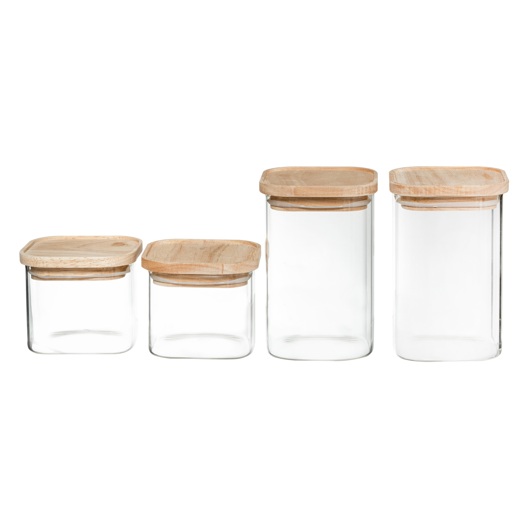 Conjunto de 4 frascos de vidro empilh&aacute;veis