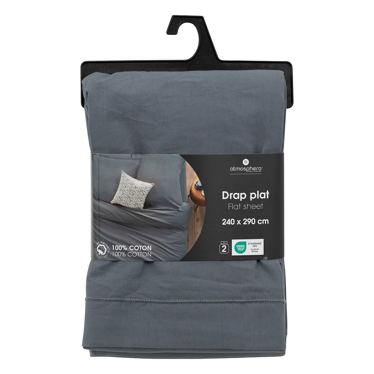 Len&ccedil;ol de cima azul acinzentado 240x290cm