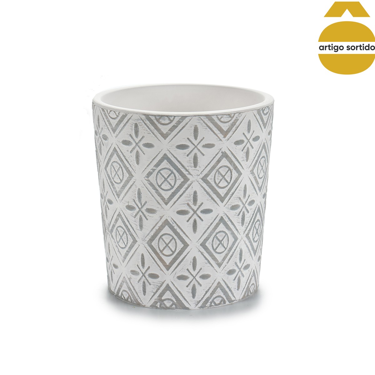 Vaso cinza em cer&acirc;mica 12,5cm