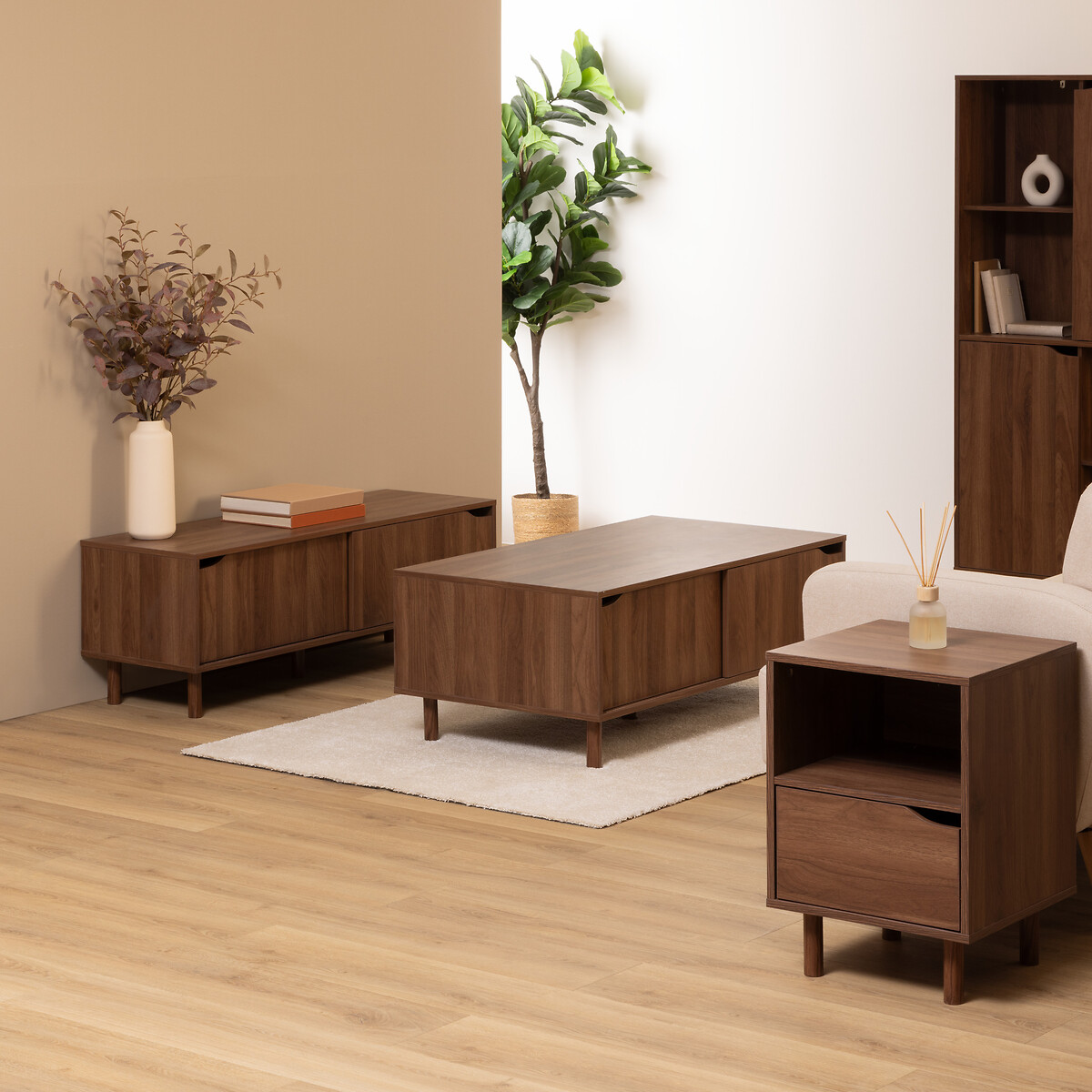 M&oacute;vel de tv SLIDY castanho em mdf com 2 portas