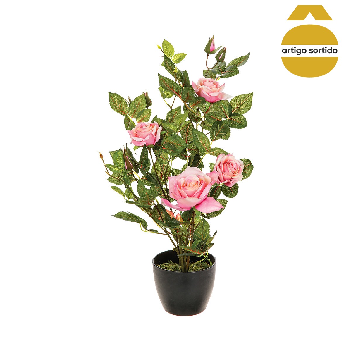 Vaso com roseira artificial 50cm