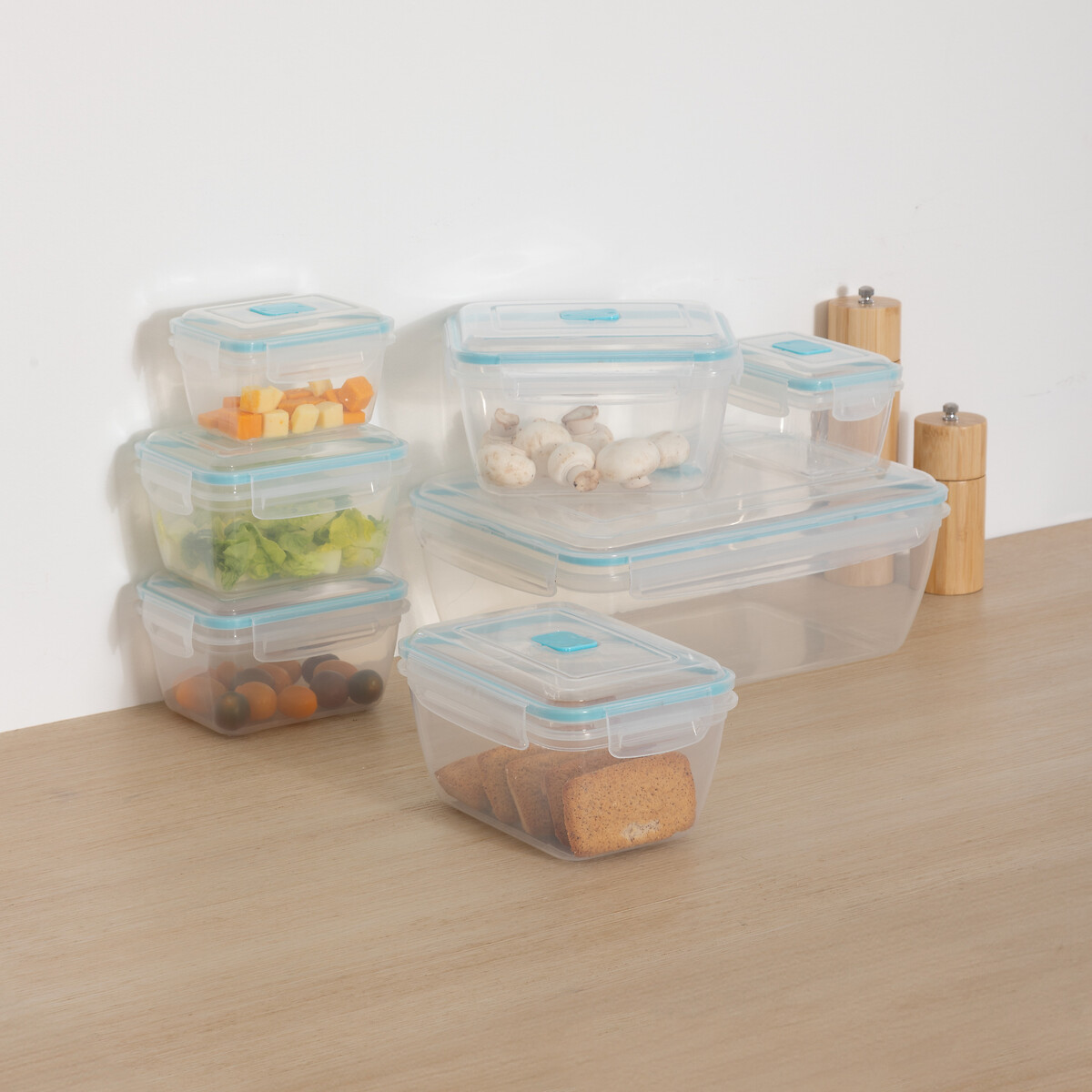 Conjunto de 7 caixas retangulares em polipropileno