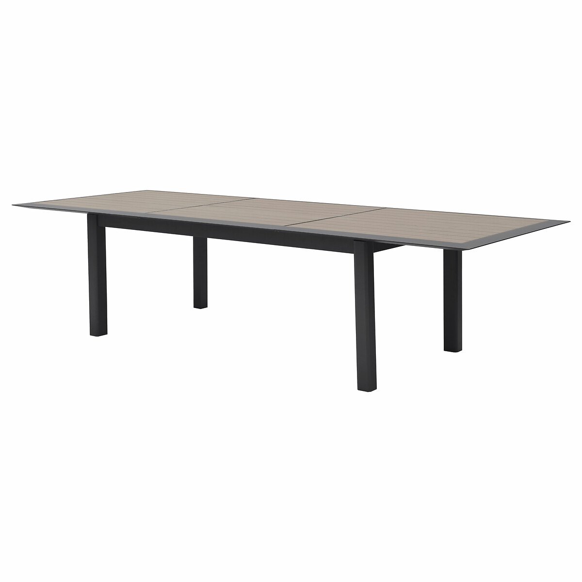 Mesa ALLURE extens&iacute;vel graphite em alum&iacute;nio efeito madeira
