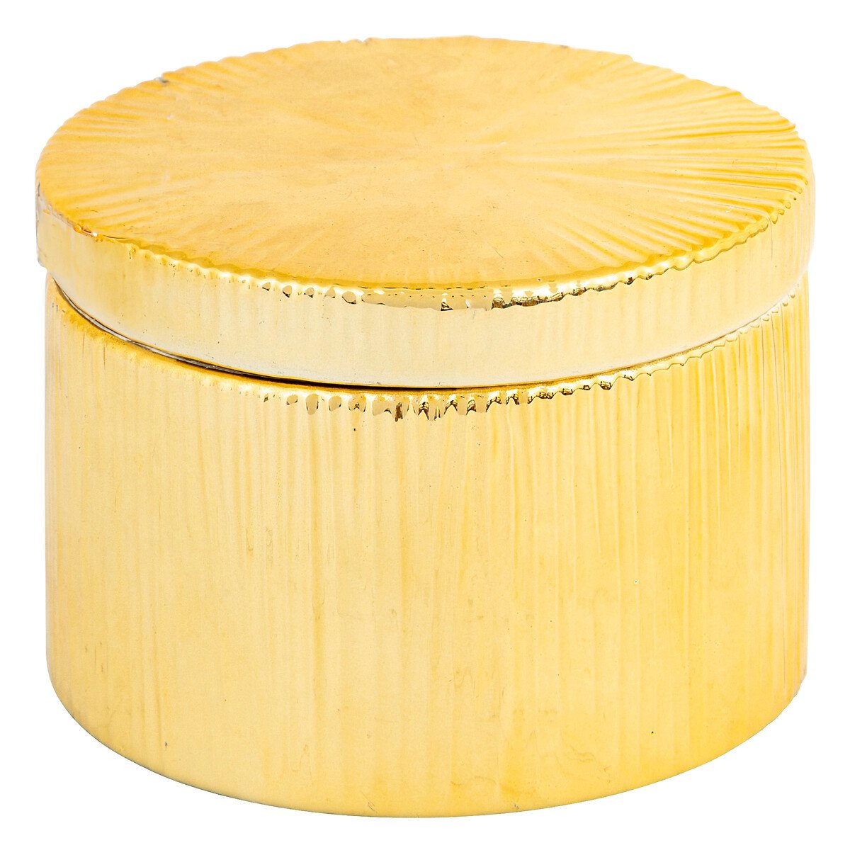 Caixa redonda em cer&acirc;mica dourada