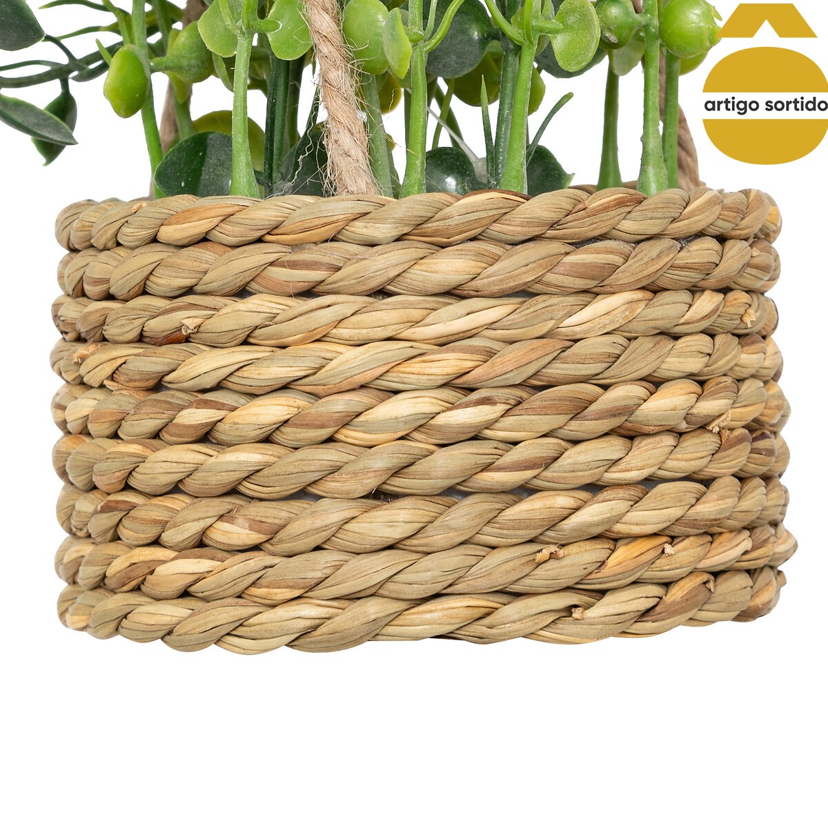 Vaso suspenso com planta artificial 50cm