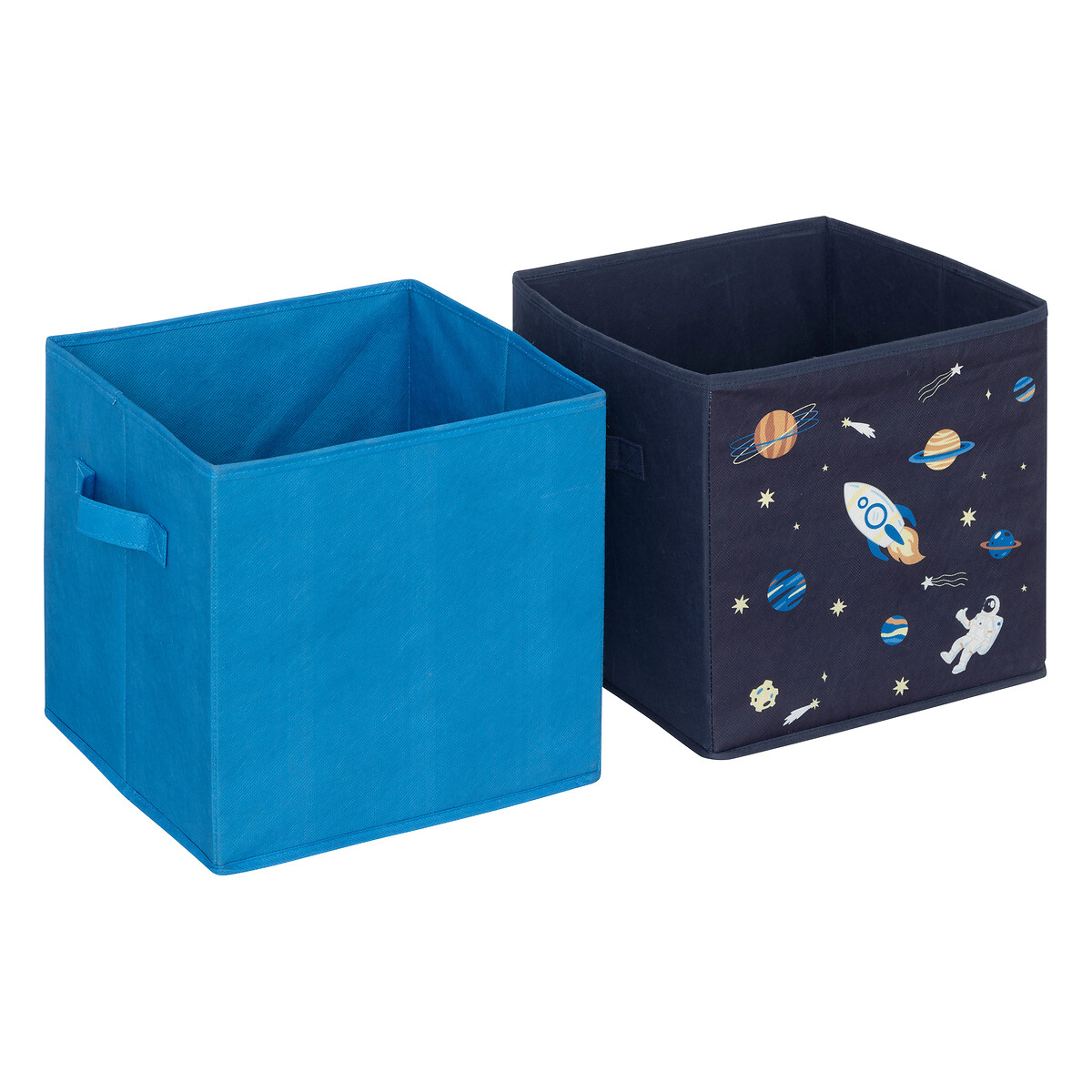 Conjunto de 2 cubos de arruma&ccedil;&atilde;o astronauta azul 29x29cm