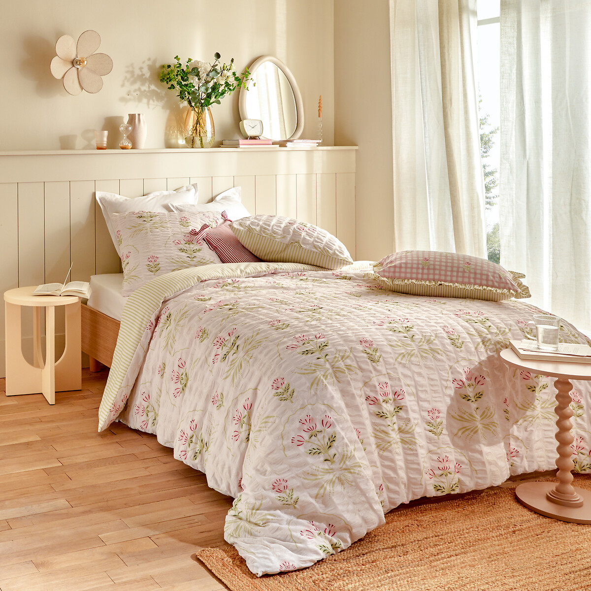Jogo cama de casal e 2 capas de almofadas FLEUR DE ROSE 220x240cm