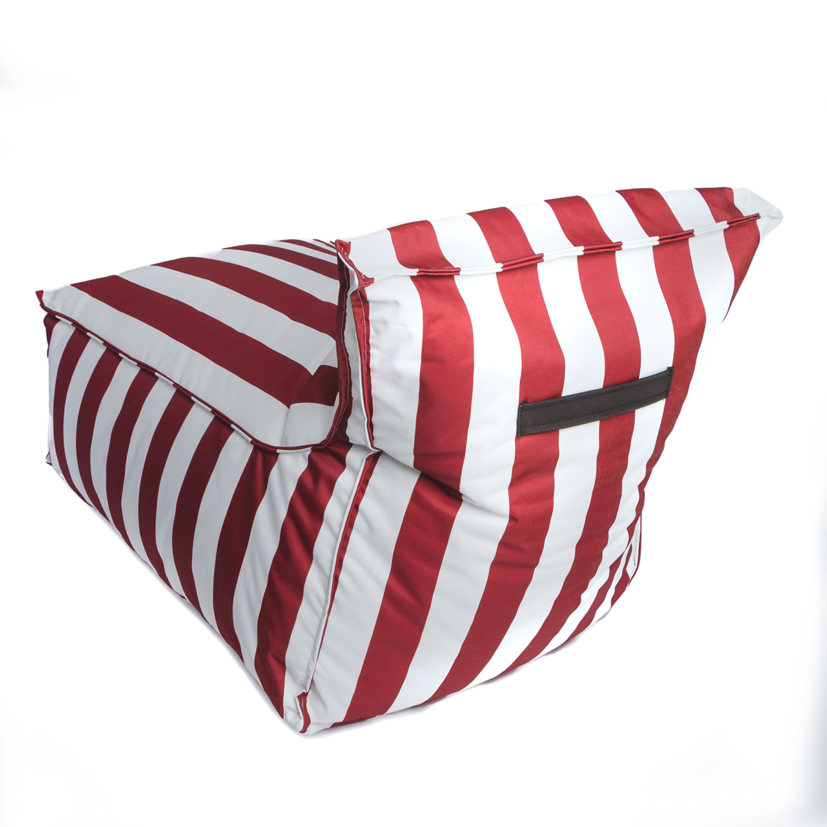 Pufe sof&aacute; imperme&aacute;vel riscas branco e bordeaux