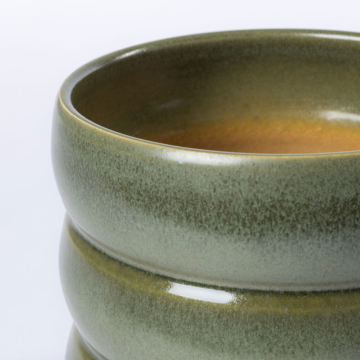 Vaso de cerâmica ondulado verde 12cm