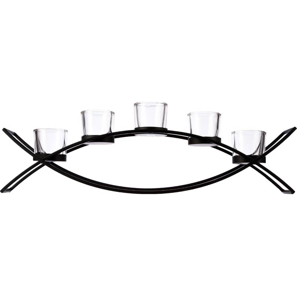 Casti&ccedil;al em metal para 5 velas