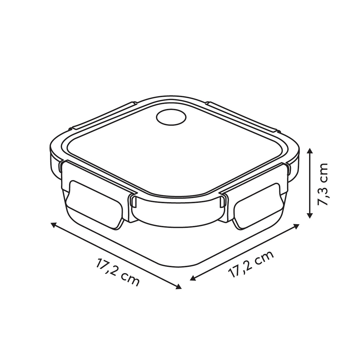 Caixa herm&eacute;tica quadrada CLIPEATPLUS 0,75l
