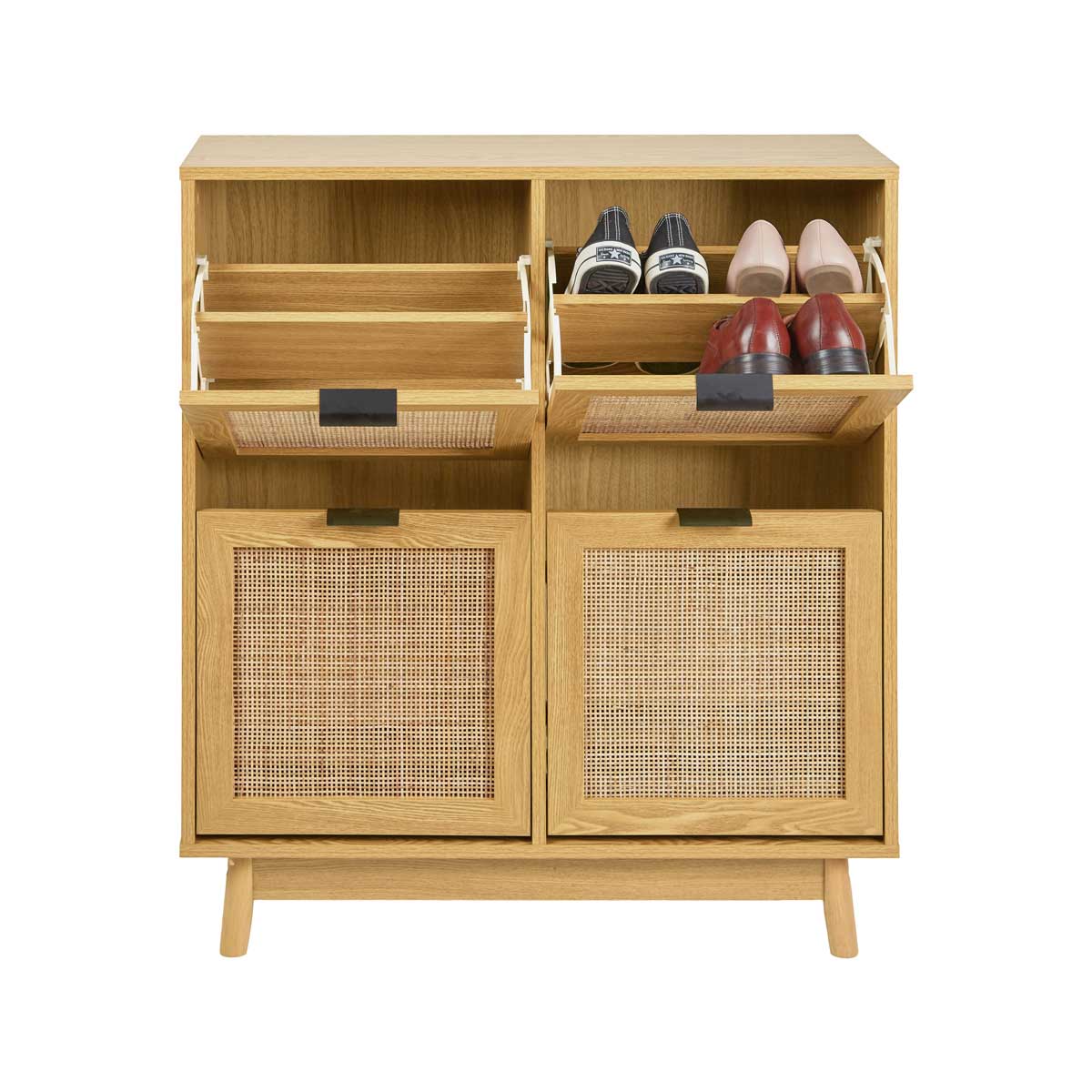 Sapateira em rattan com 2 compartimentos