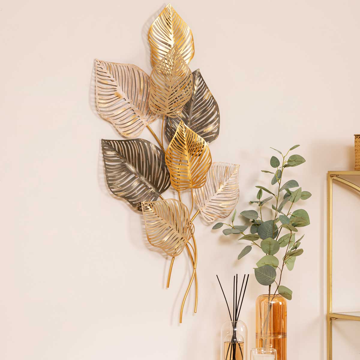 Quadro decorativo NADIA folhas em metal