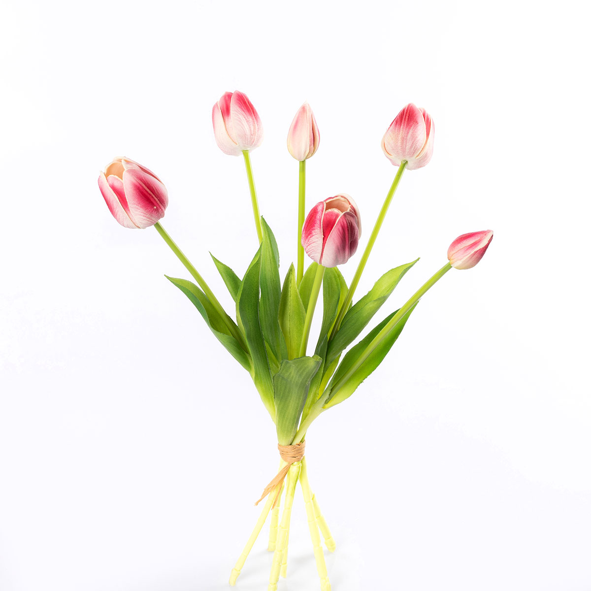 Bouquet com 6 tulipas rosa artificiais 45cm