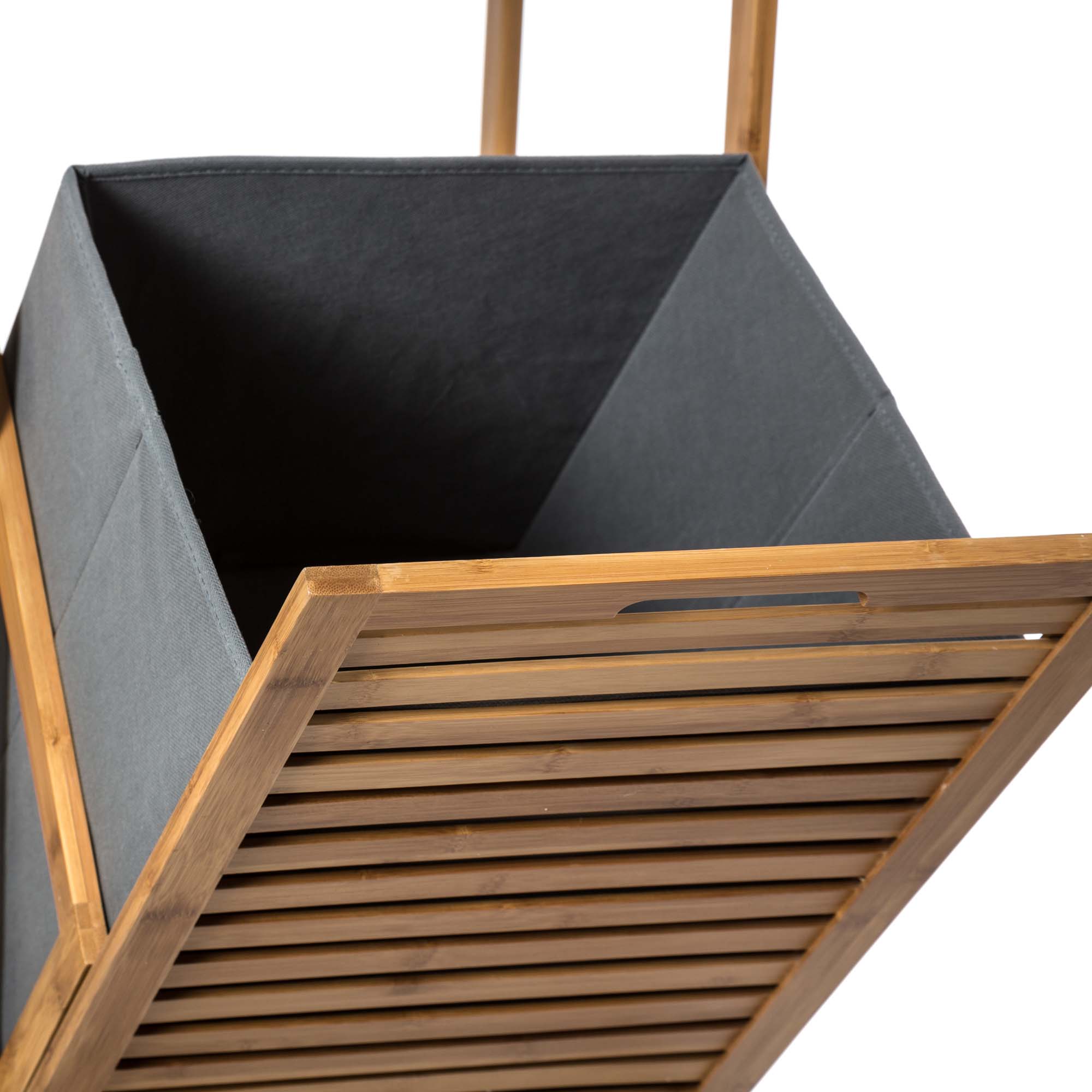 Estante wc bambu com cesto para roupa,  Estante wc bambu com cesto para roupa