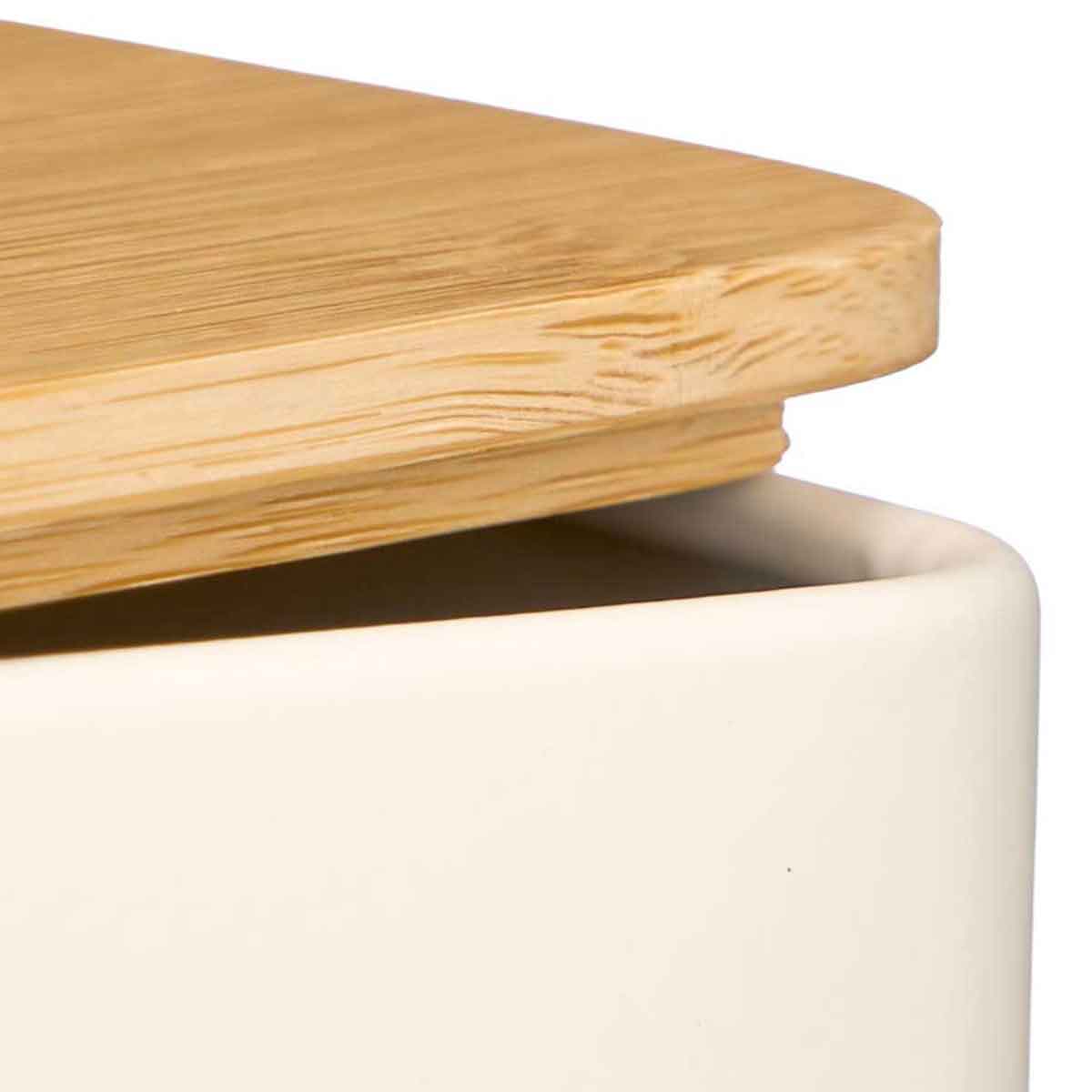 Lata para c&aacute;psulas de caf&eacute; creme com tampa de bambu