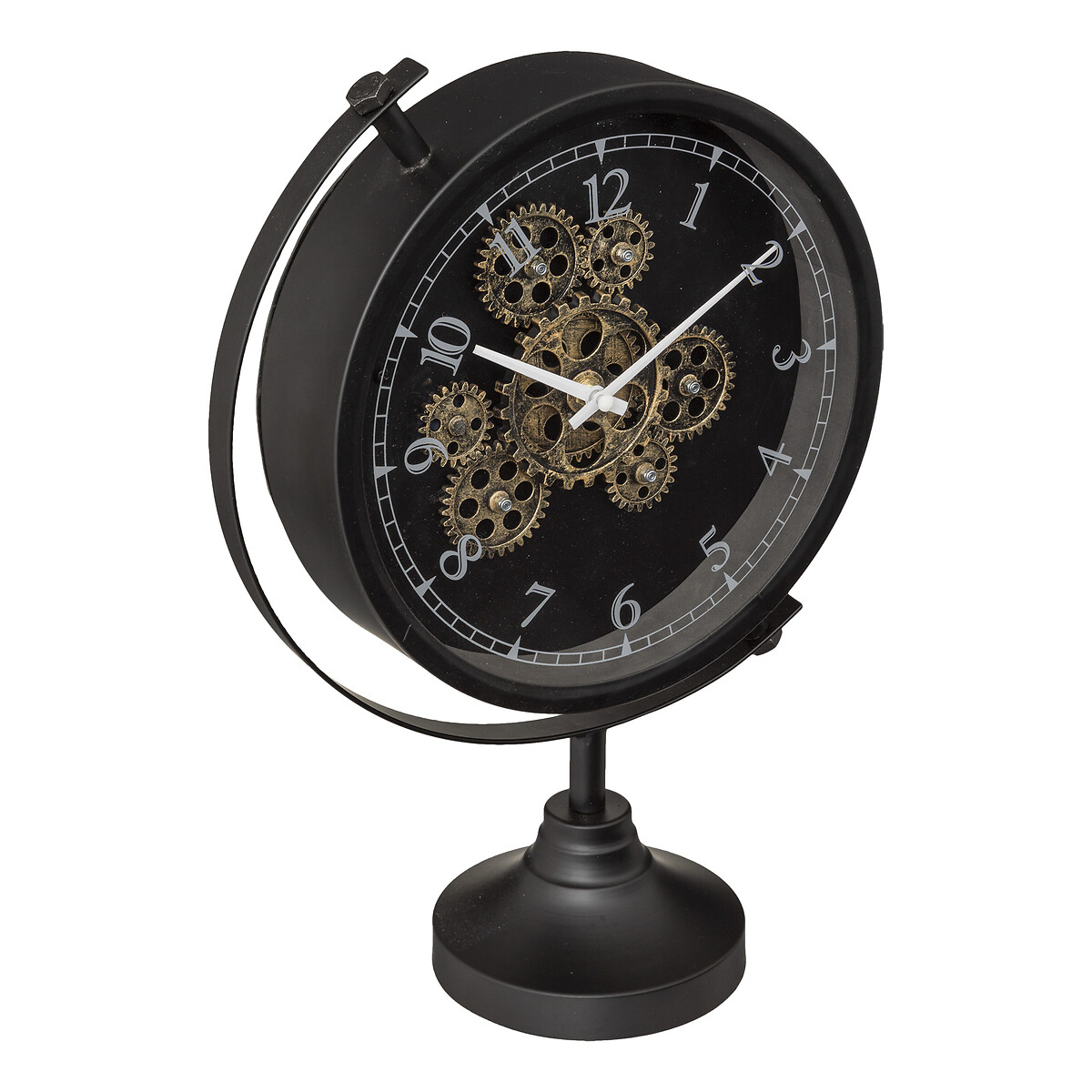 Rel&oacute;gio de mesa preto em metal
