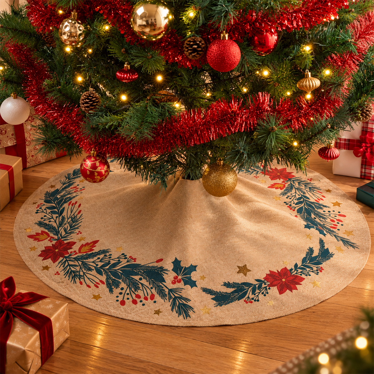Tapete para &aacute;rvore decora&ccedil;&atilde;o poins&eacute;tia 90cm