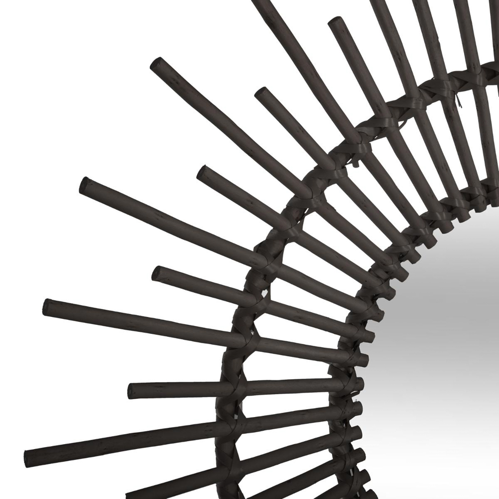 Espelho decorativo preto redondo rattan