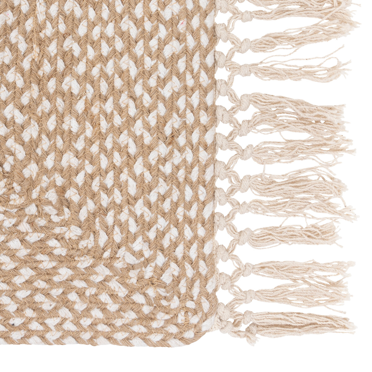 Tapete THE FLORAL bege em algod&atilde;o e juta 80x200cm