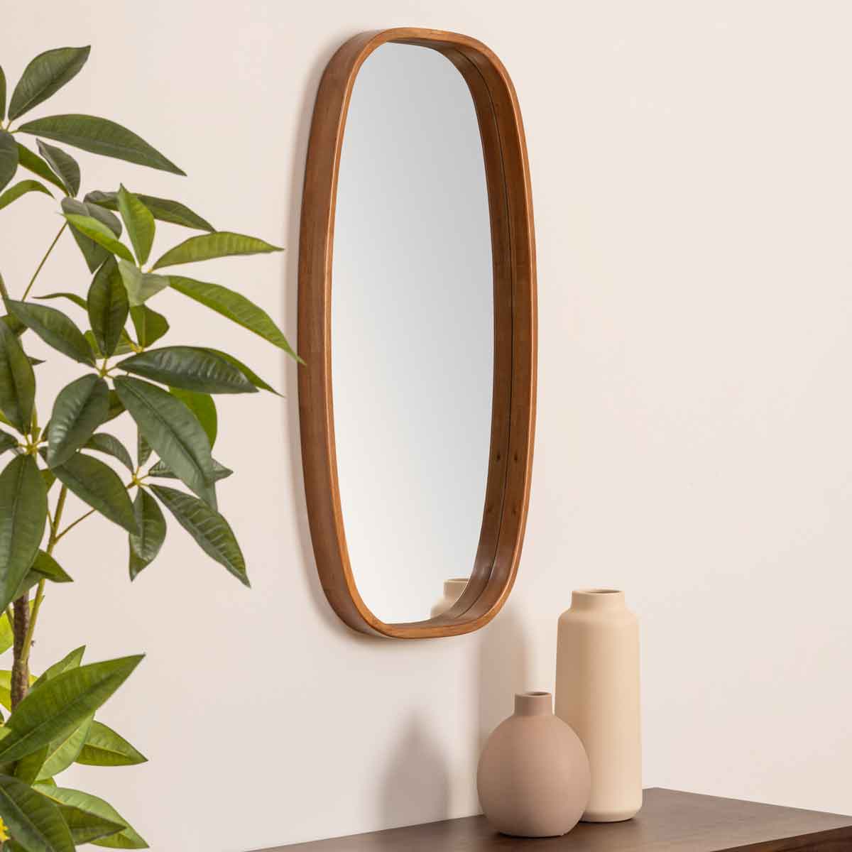 Espelho de parede JASNA castanho 80cm