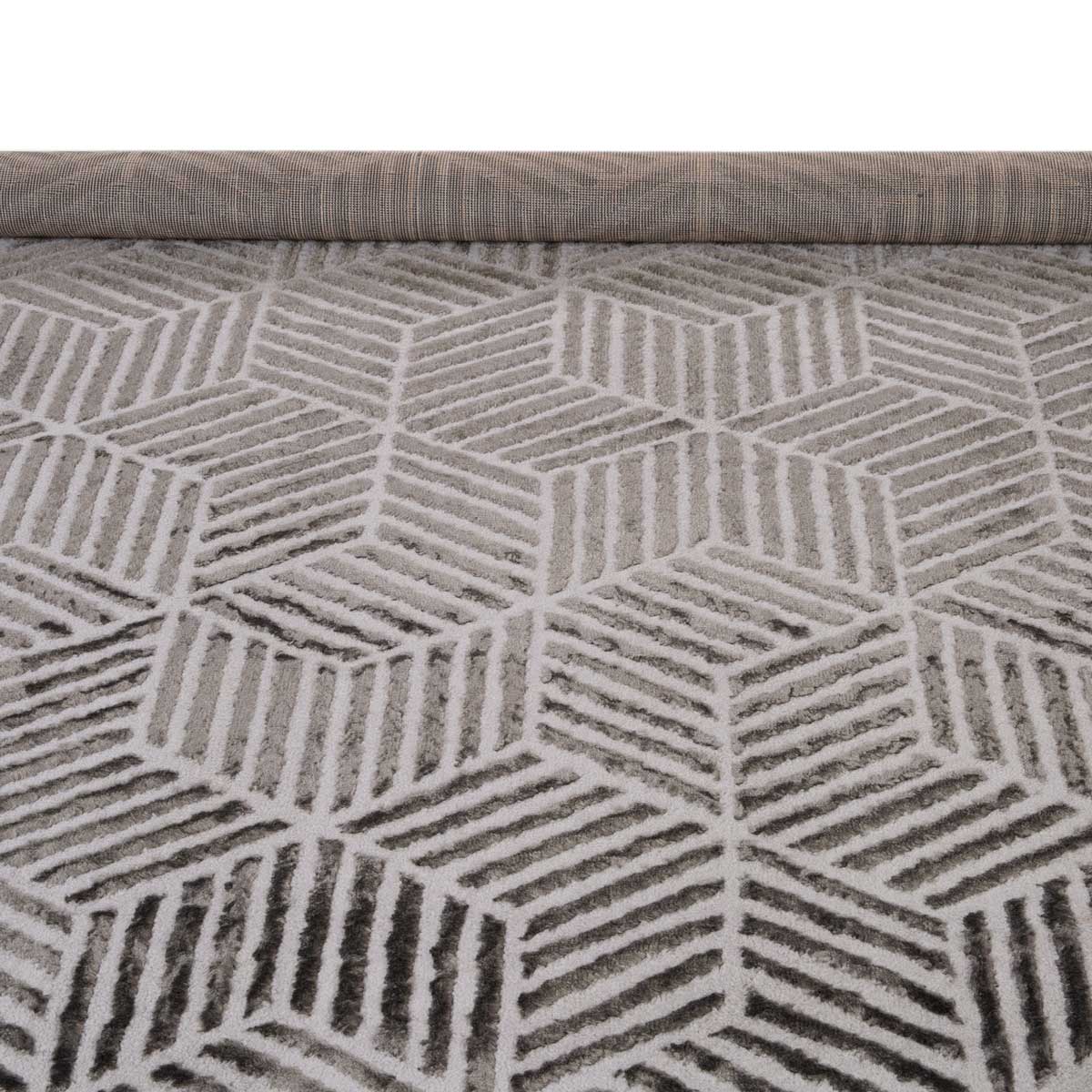 Tapete ZAHA geom&eacute;trico cinza antracite 120x160cm