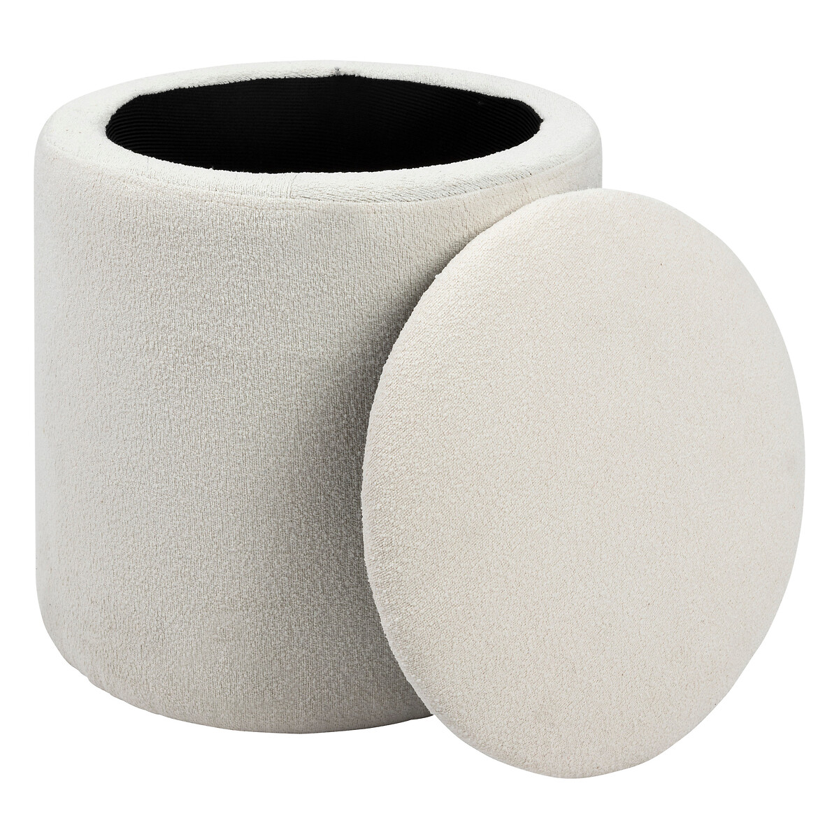 Pufe KAYDI com arruma&ccedil;&atilde;o branco coucl&eacute; D35x37cm