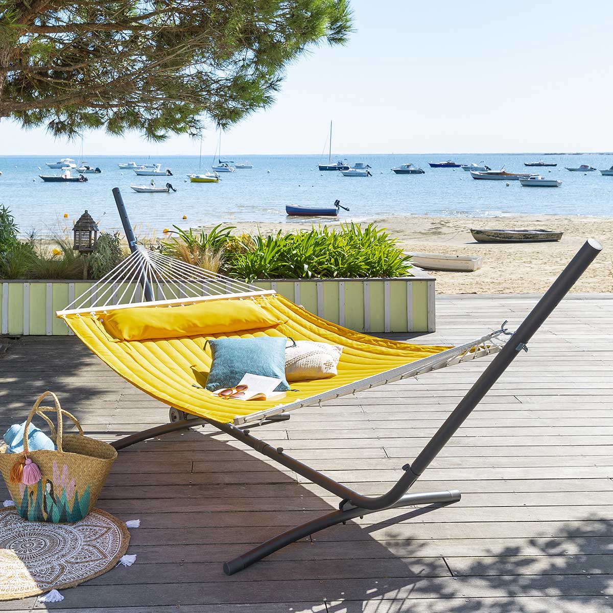 Estrutura para cama de rede panao ajustável em aço